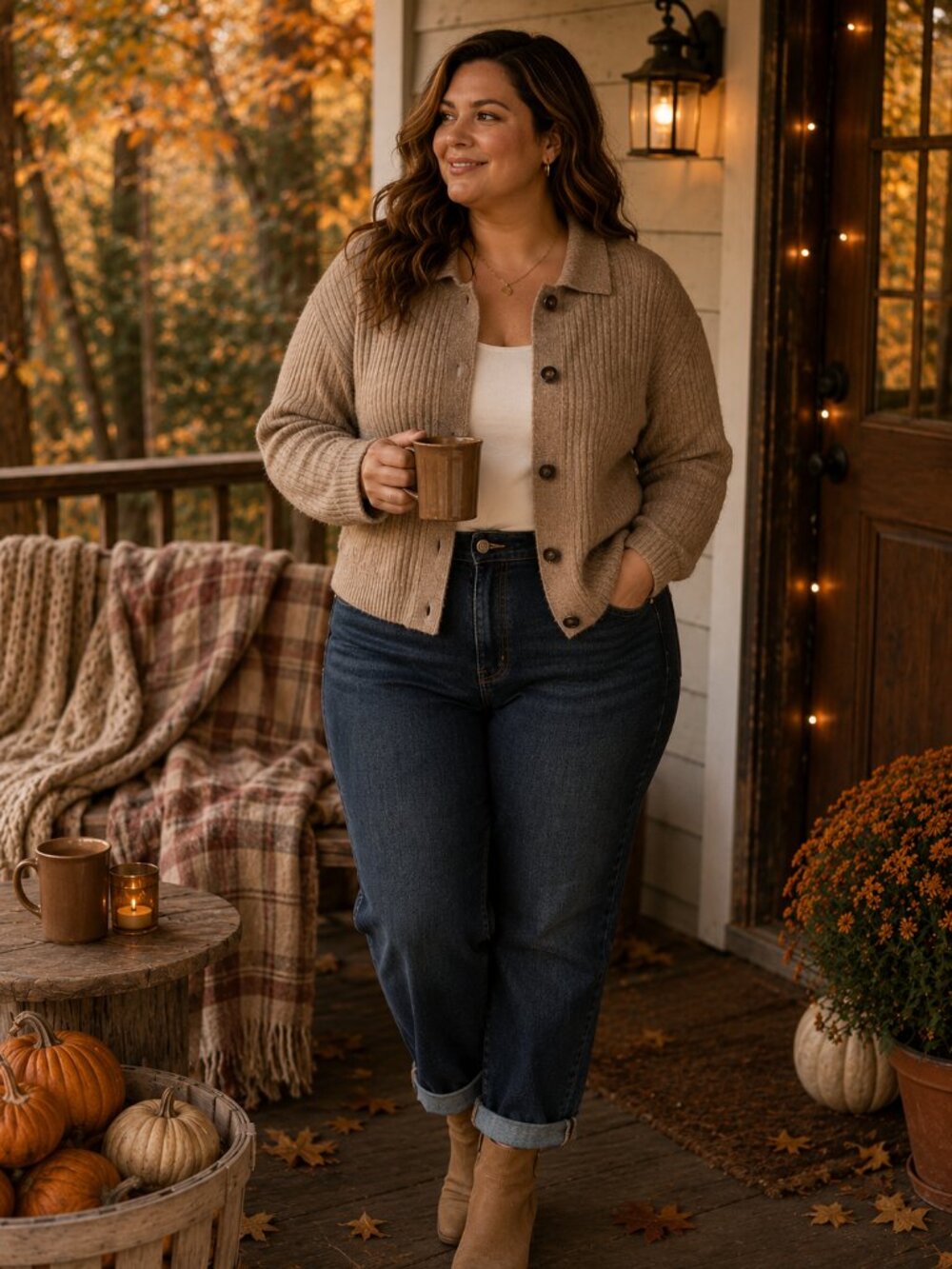 GAP Camel Ribbed Collared Cardigan – XXL